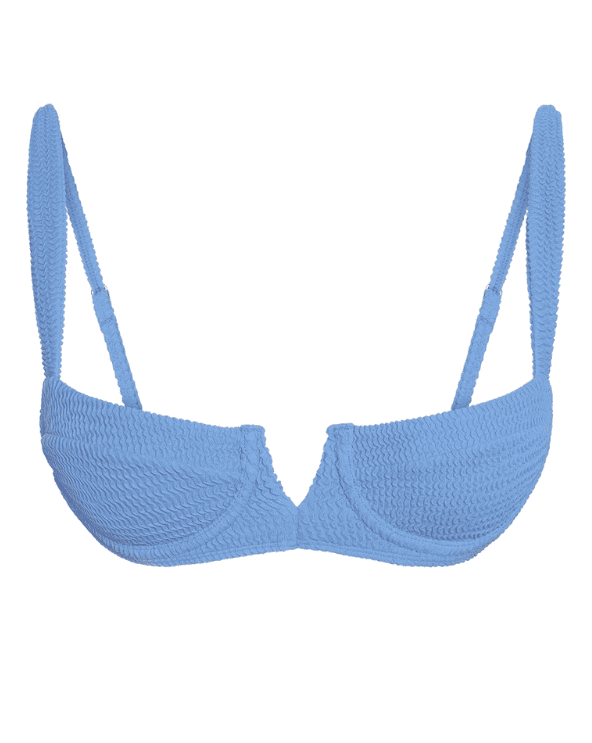 Blue Crinkle Bikini Top