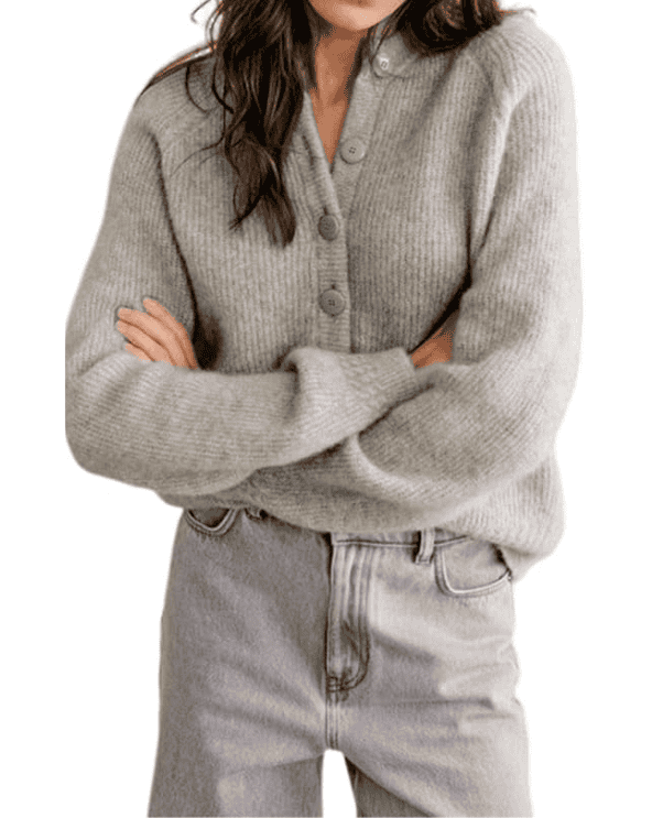 Crewneck Button Down Cardigan