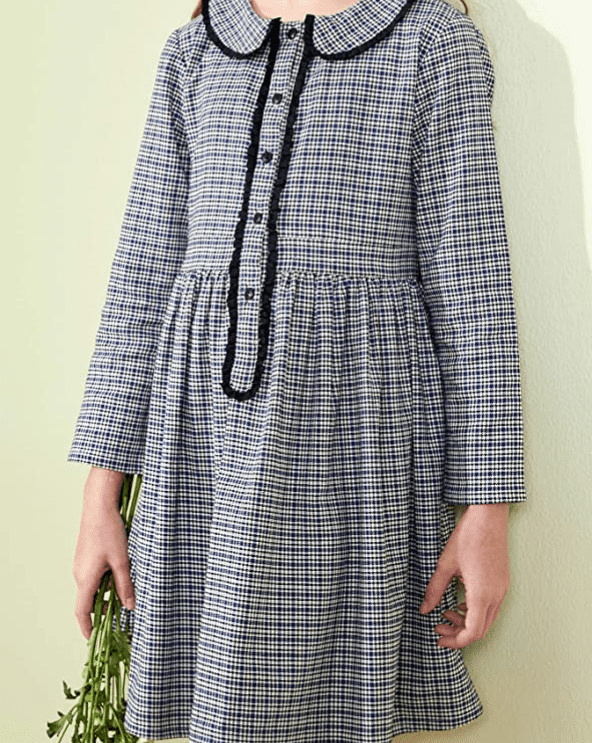 Girls Plaid Peter Pan Collar Dress