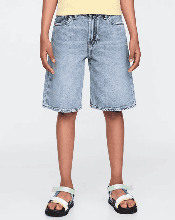Kids Mid Rise Longline Denim Shorts