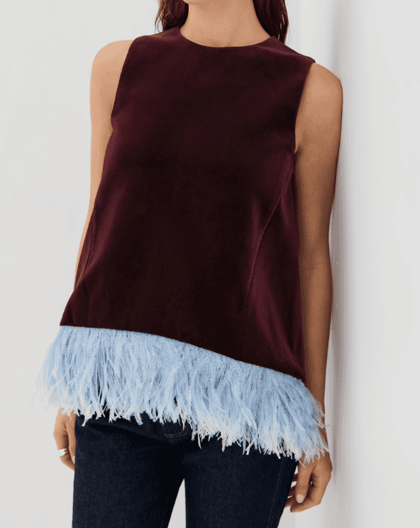 La Scala Top with Feathers