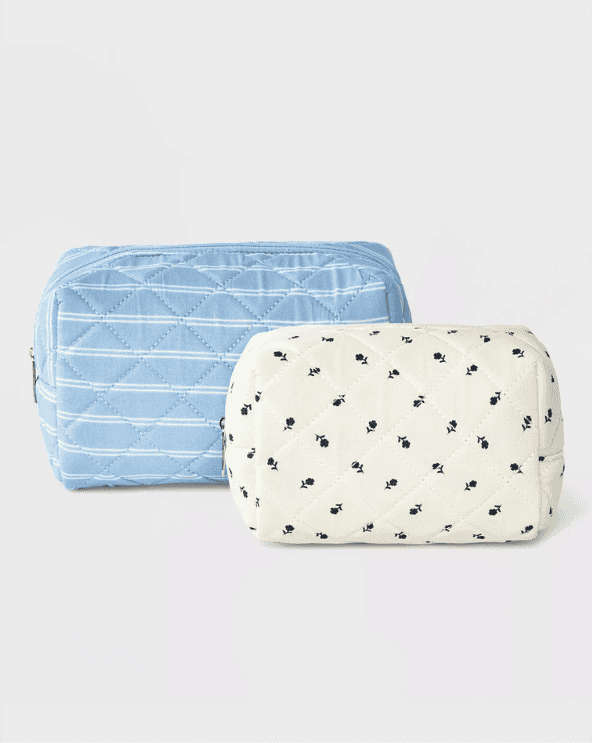 Quilted Floral Cosmetic Bag