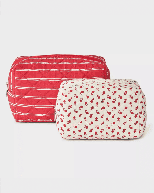 Quilted Floral Cosmetic Bag